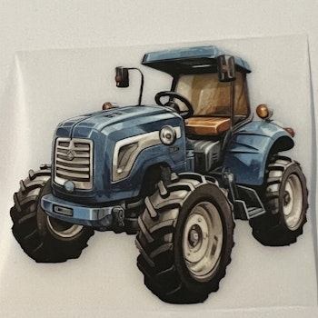 Strykemerke blå shiny traktor liten