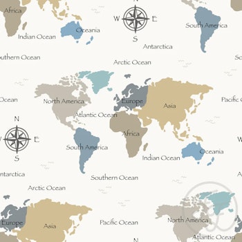 OD- World Map Cold Offwhite