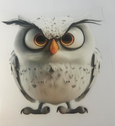 Grumpy ugle hvit DTF