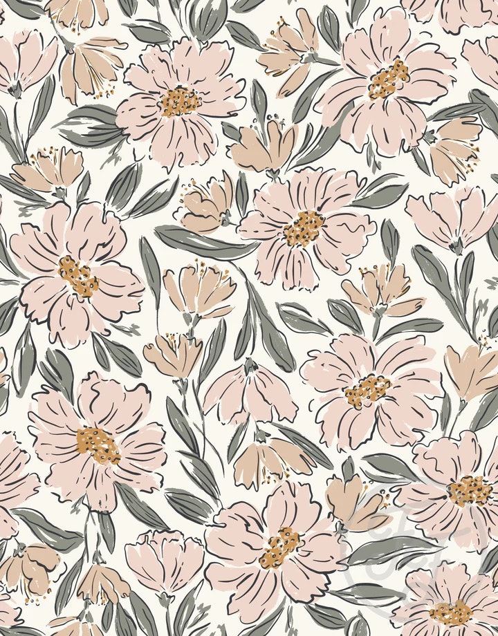OD- Fallen Blooms Peach Pink Sage Green