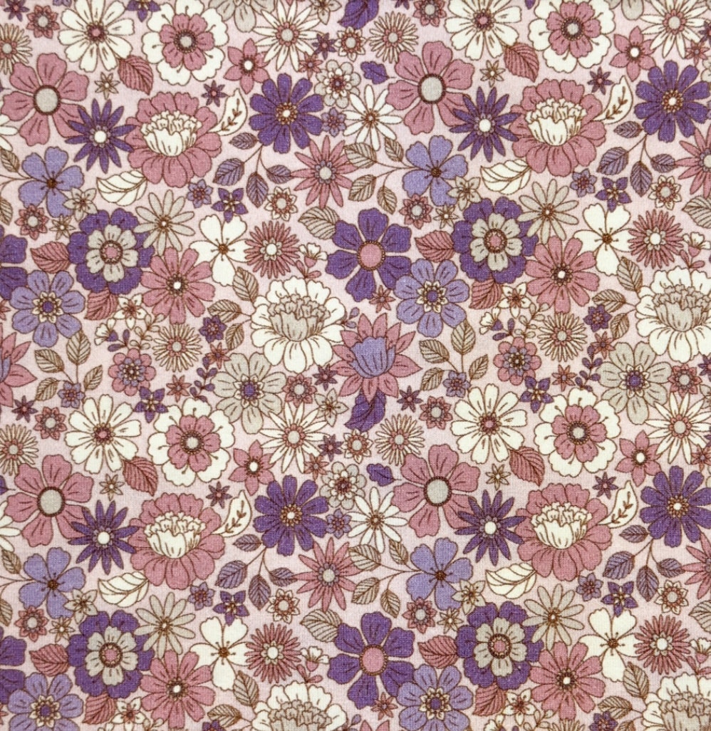 Bohemiske små blomster gammelrosa jersey