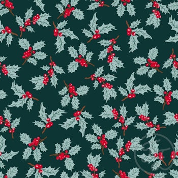OD- Festive Holly Leaves in Evergreen