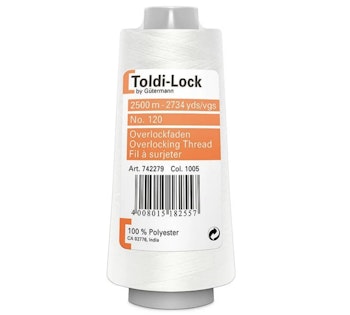 Toldilock overlocktråd hvit 1005