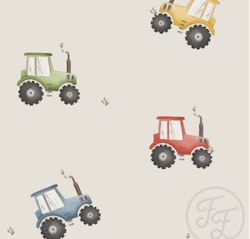 Colorful tractors family fabrics jersey 1 metet