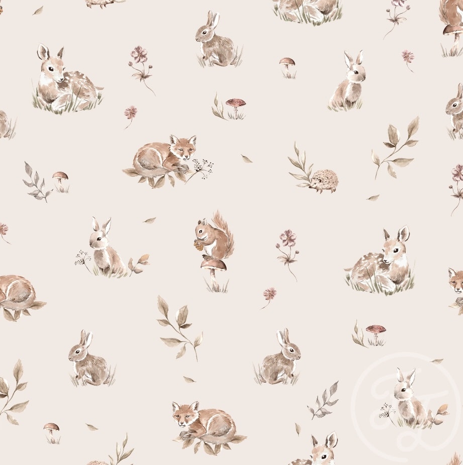 Unik bit winter animals beige musselin