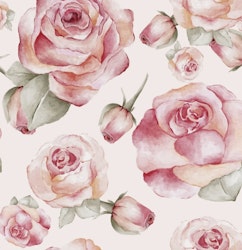 Pink roses cream jersey