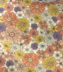 Retro blomst i fersken poplin