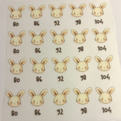 DTF størrelsesmerke kanin 80-104
