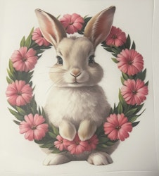 DTF kanin i blomsterkrans