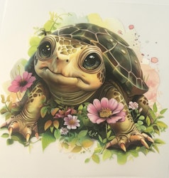 DTF skilpadde i blomstereng