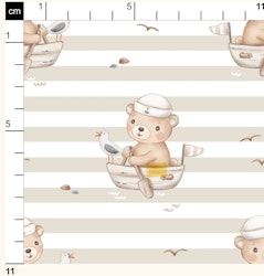 OD- Bear on Boat Ecru Stripes