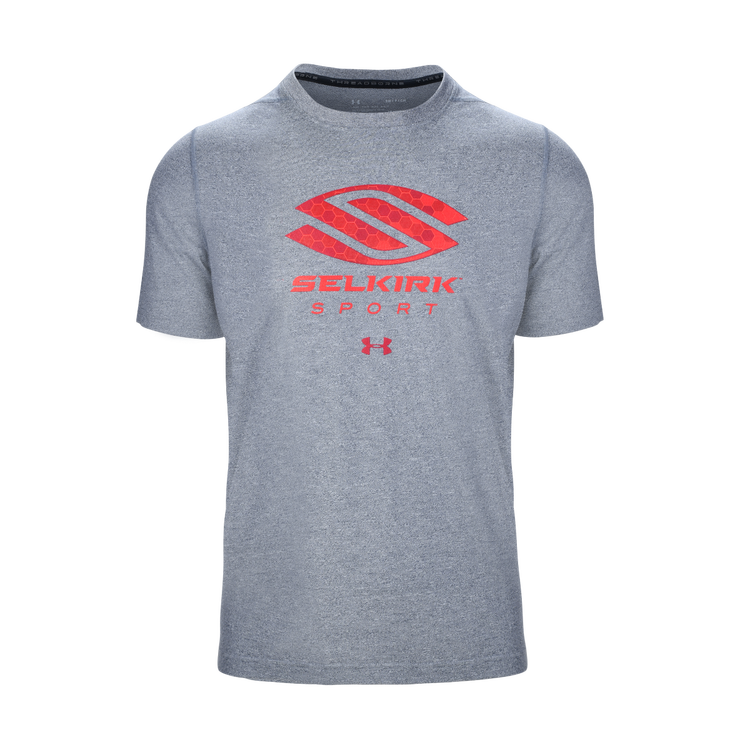 SELKIRK SPORT UA PERFORMANCE MEN'S T-SHIRT BY UNDER ARMOUR Grey w/ Red Logo