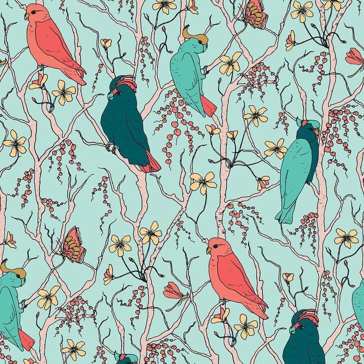 Quilters Cotton Cockatoos Jungle Green