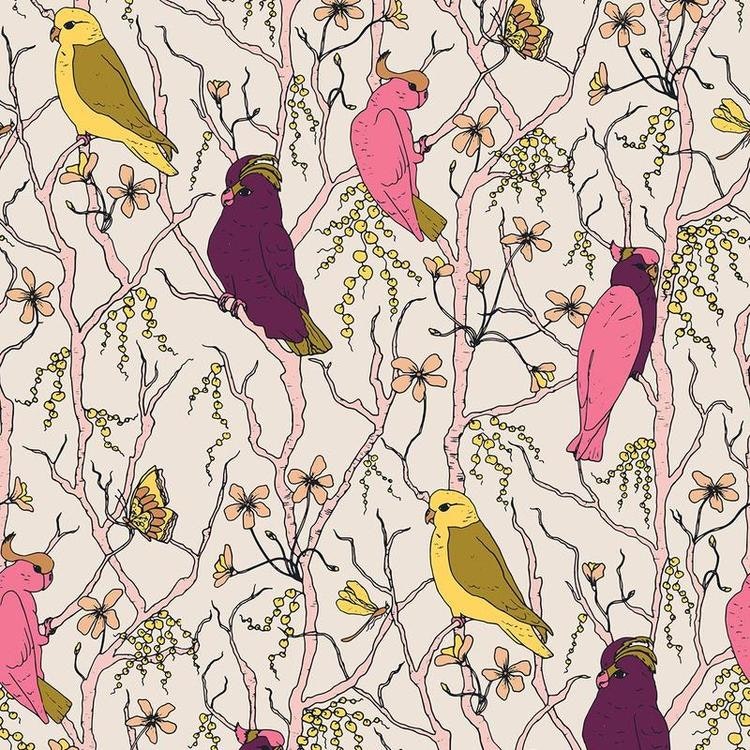 Quilters Cotton Cockatoos Summer Sunshine