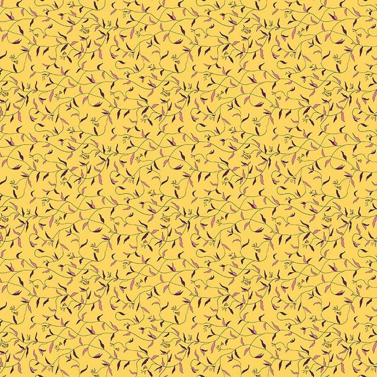 Quilters Cotton Wispy Vines Summer Sunshine