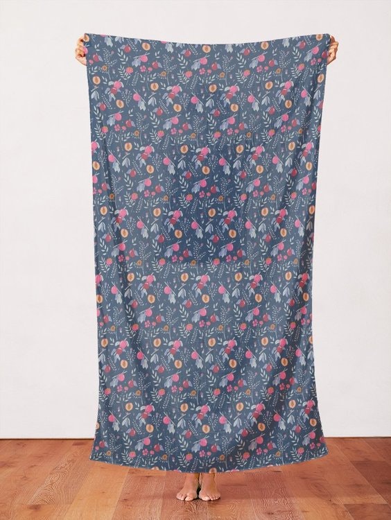 Quilters Cotton Peaches and Wild Roses Cool Berry