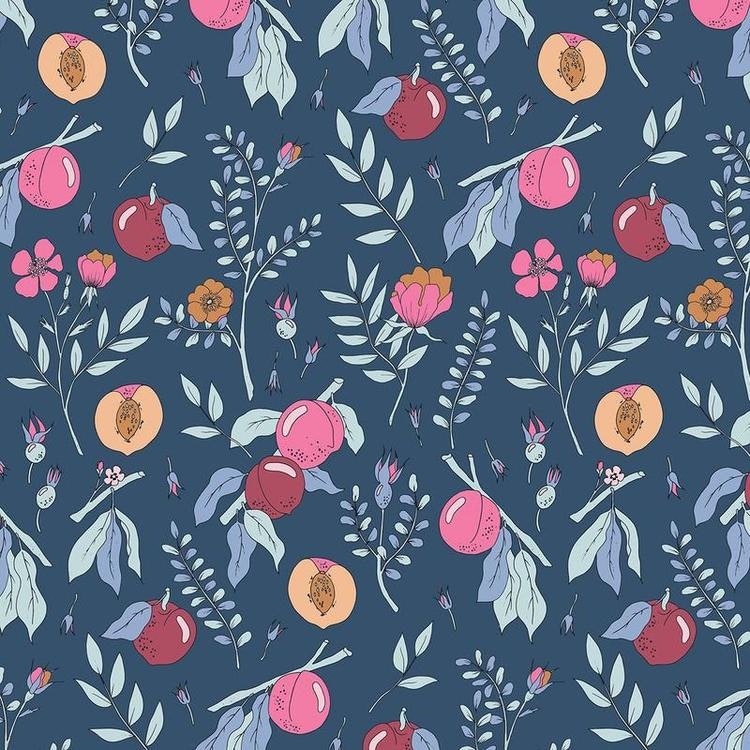 Quilters Cotton Peaches and Wild Roses Cool Berry