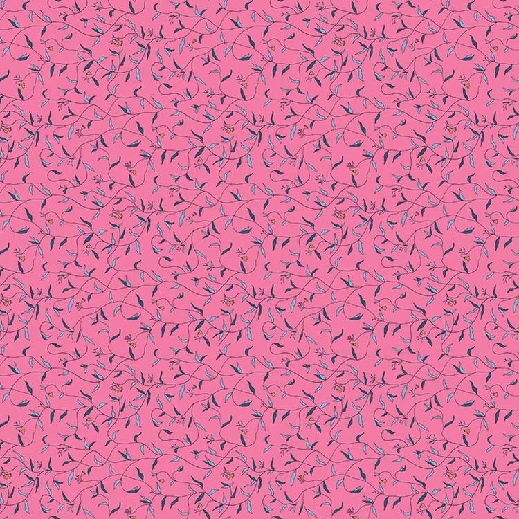 Quilters Cotton Wispy Vines Cool Berry