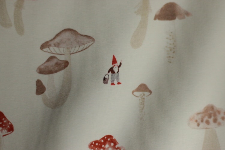 Family Fabrics Jersey Mushrooms and Gnomes