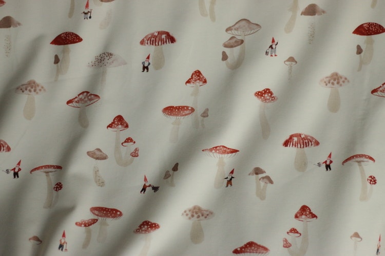 Family Fabrics Jersey Mushrooms and Gnomes