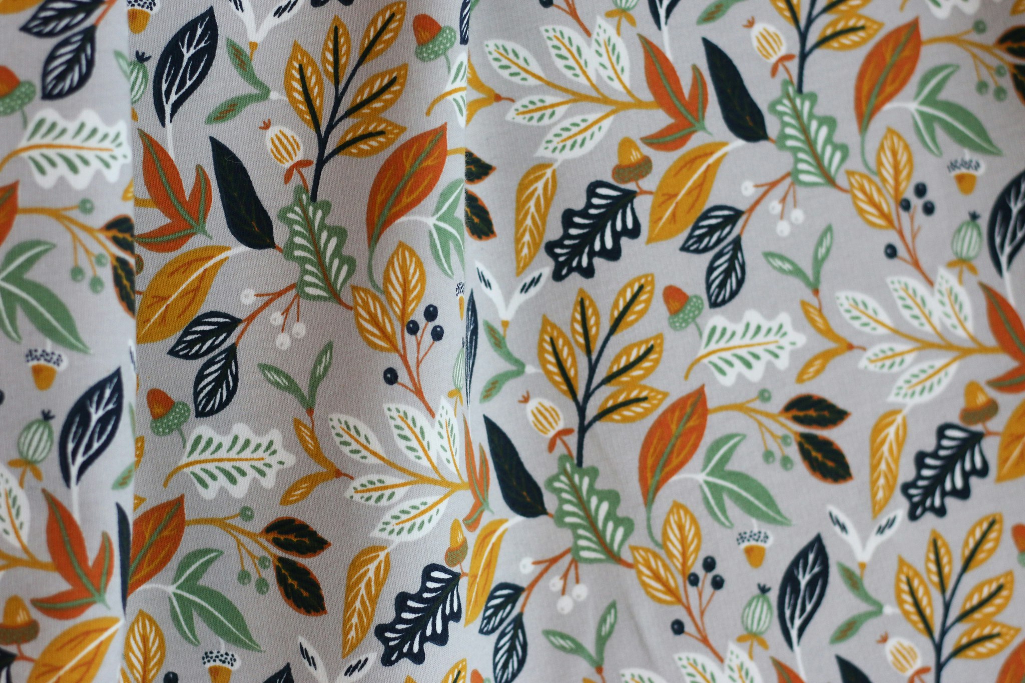 French Terry Autumn Leaves Grey