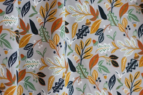 French Terry Autumn Leaves Grey