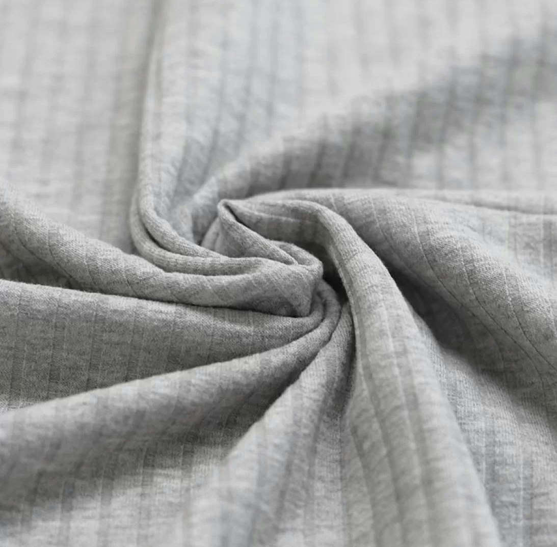 Wide Drop Needle Rib Light Grey Melange