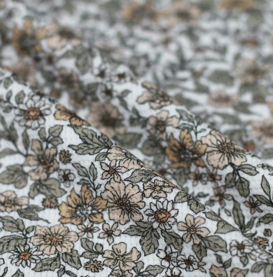 Våffeljersey Vintage Floral Peach