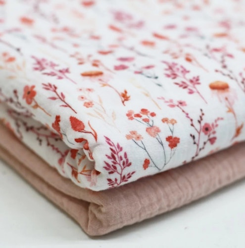 Mönstrad Muslin Spring Flower
