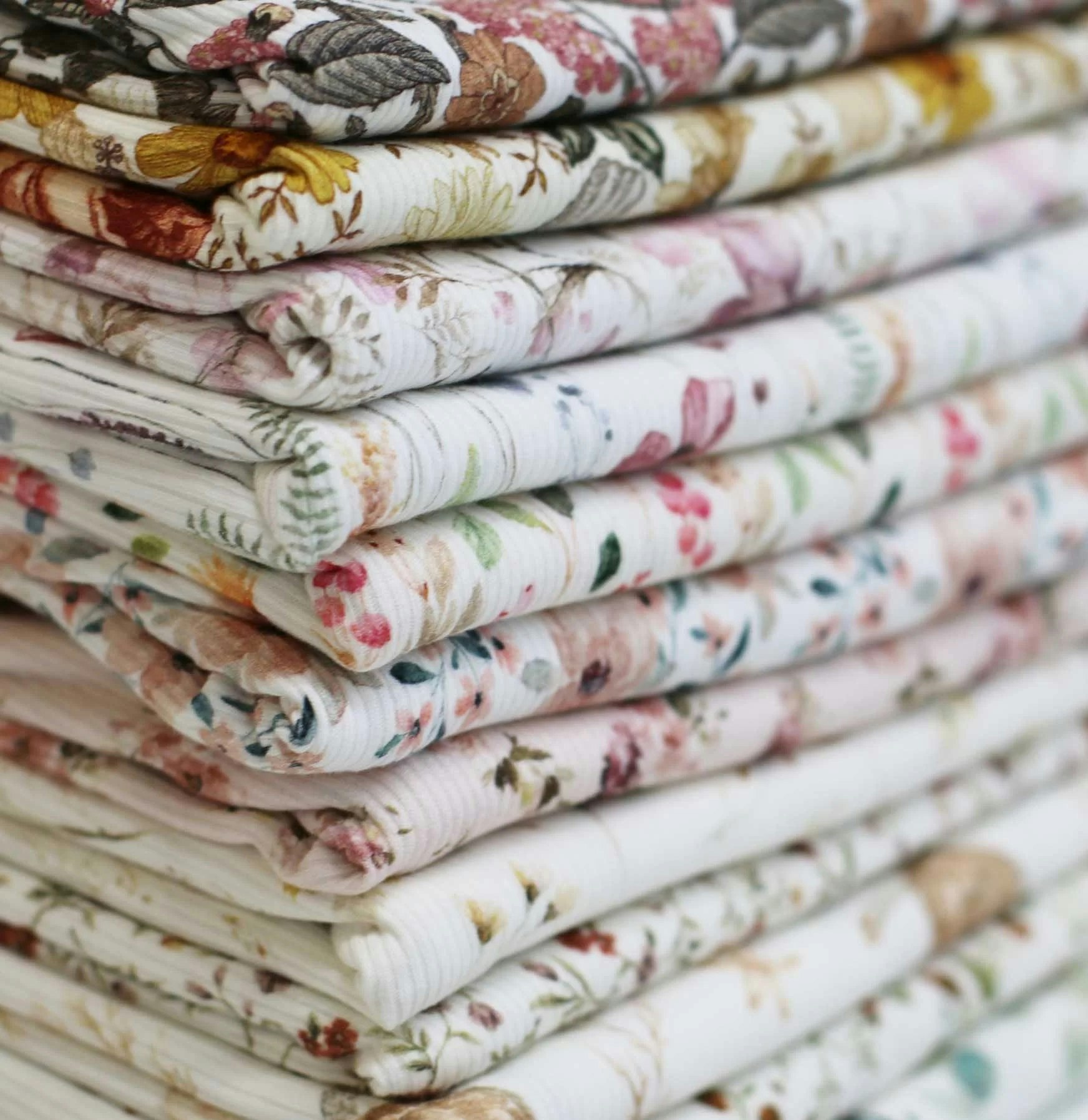 Rib Knit Jersey Botanical Poppies