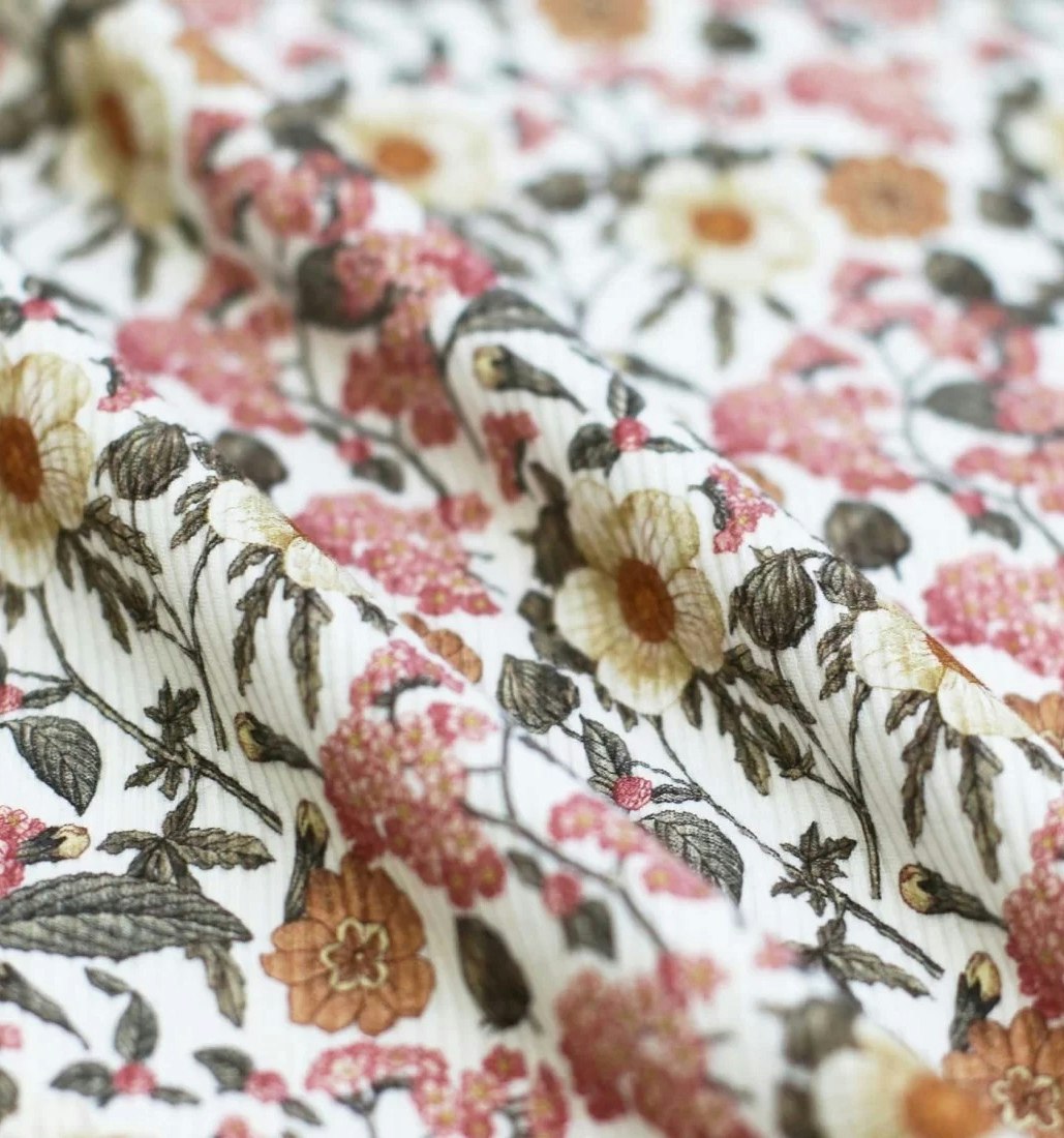 Rib Knit Jersey Hibiscus Flower