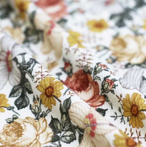 Rib Knit Jersey English Garden Ecru