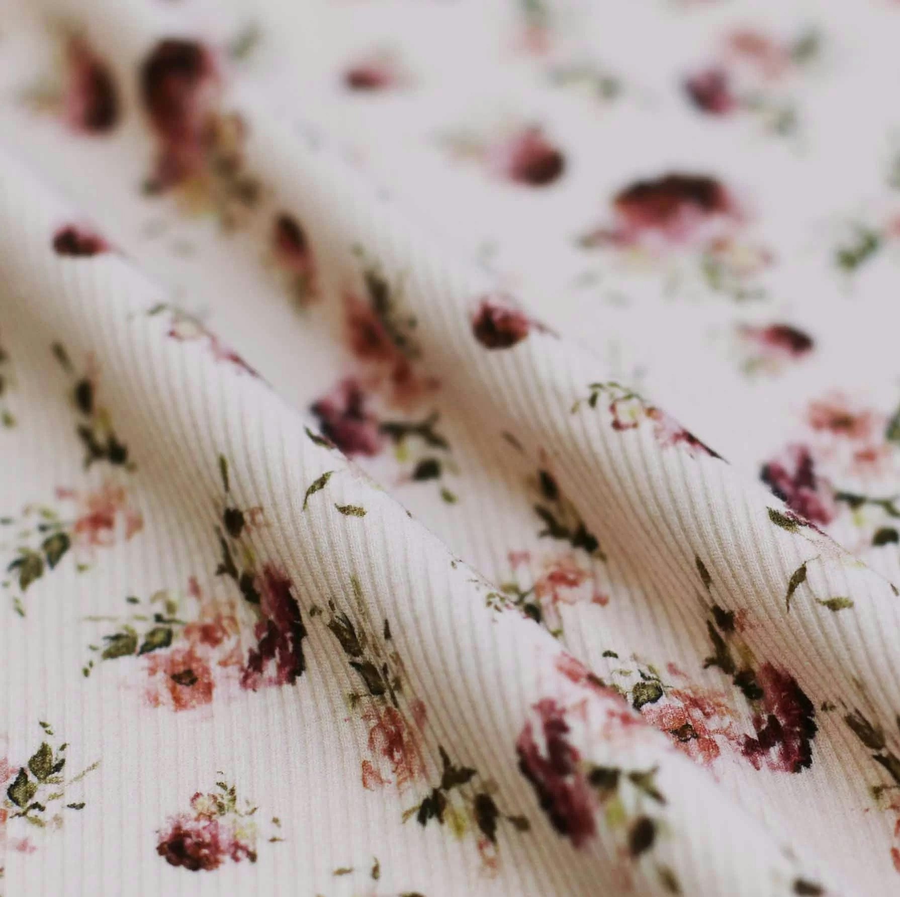 Rib Knit Jersey Classy Flower
