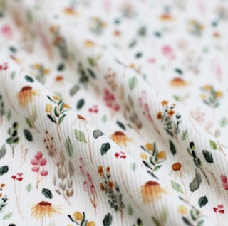 Rib Knit Jersey Natural Spring Flower