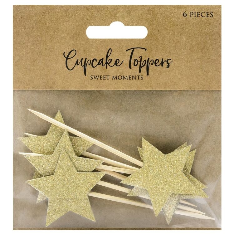 Cupcake Toppers Stjärnor Guld