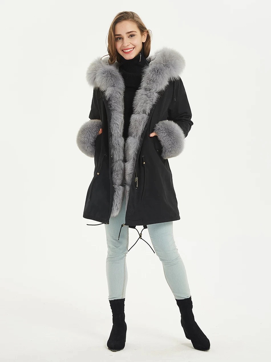 Georgina parka- black/light grey