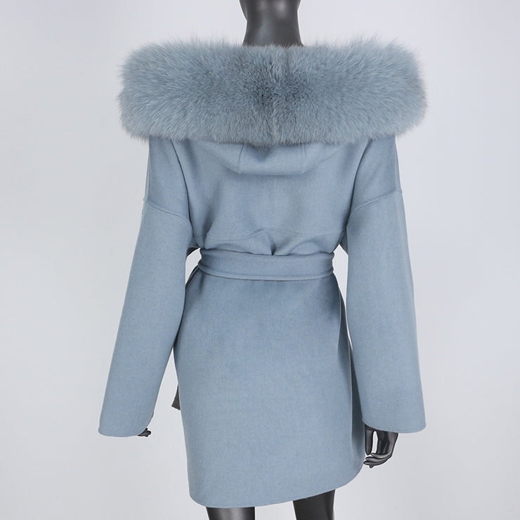 Noelia fur coat- light blue/grey