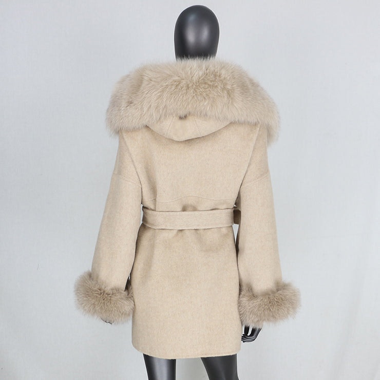 Noelia fur coat plus- dark beige