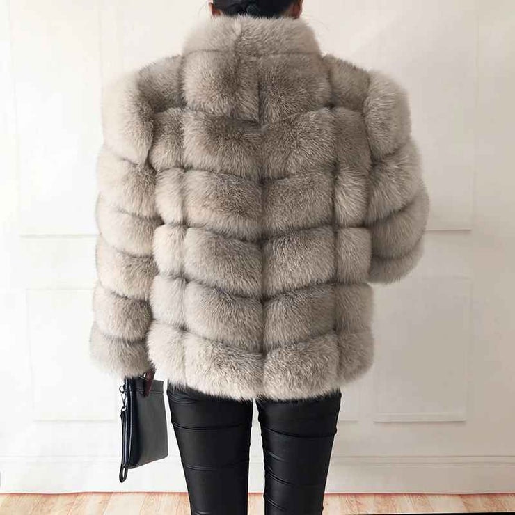 Linda fur jacket- greyish beige