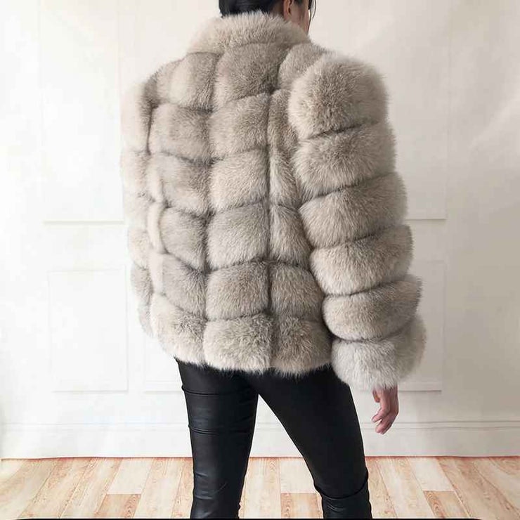 Linda fur jacket- greyish beige