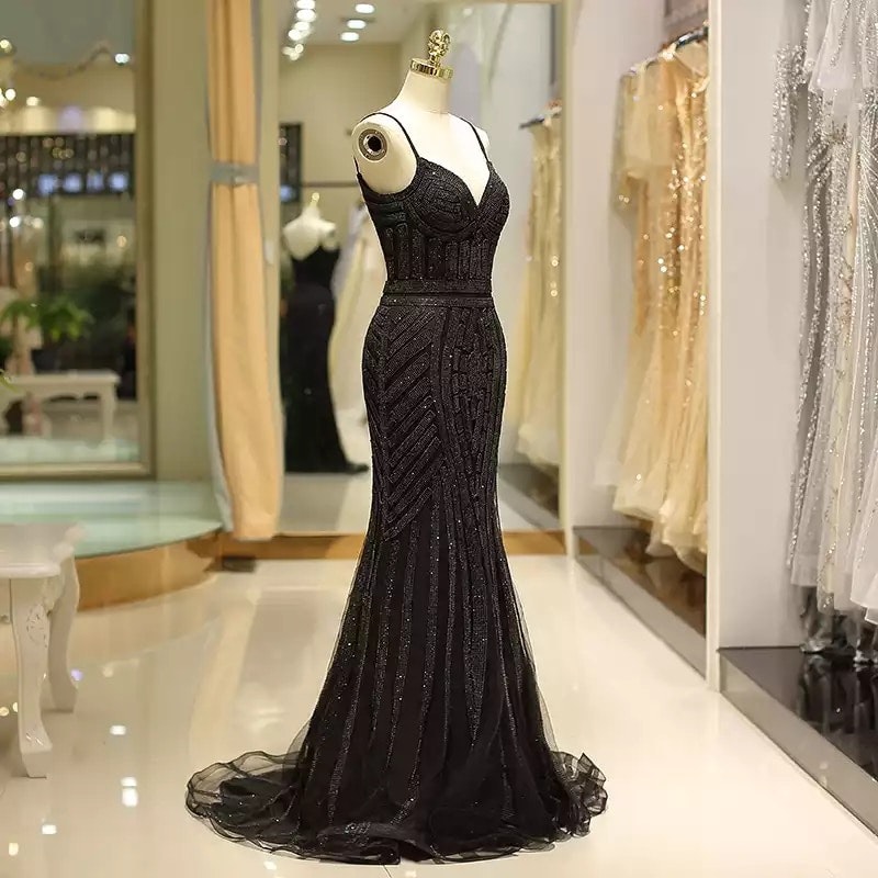 Hanna gown- black rhinestones