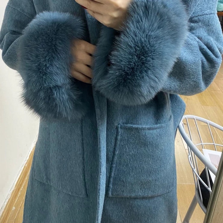 Noelia fur coat plus- blue