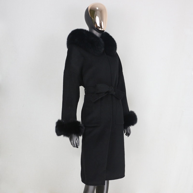 Noelia fur coat plus- long black