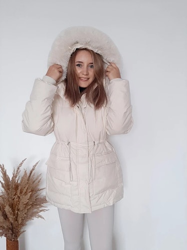 Dina down coat- fake fur beige