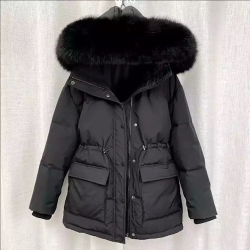 Dina down coat- fake fur black