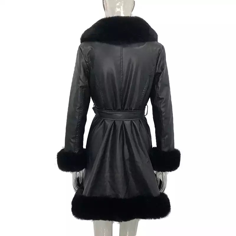 Dasha fake fur jacket- long black