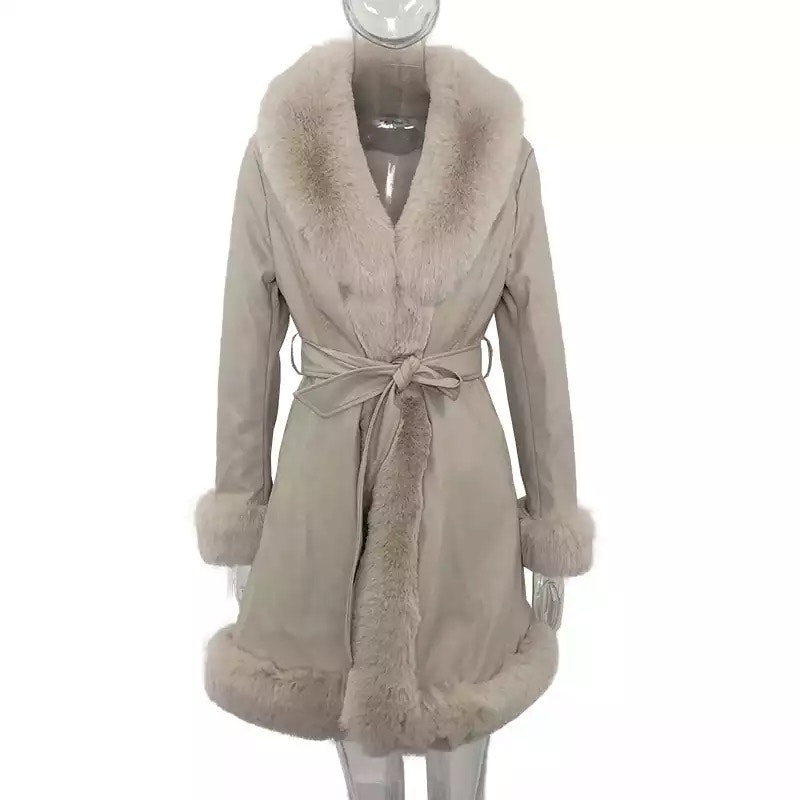 Dasha fake fur jacket- long beige