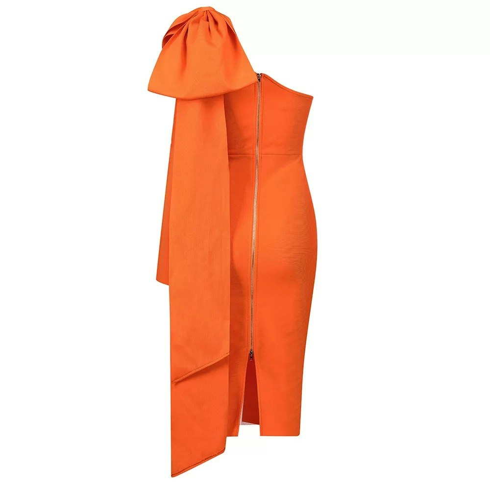 Leah bandage bow dress- orange