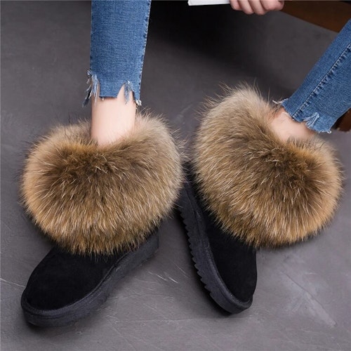 Leah fur boots- black matte