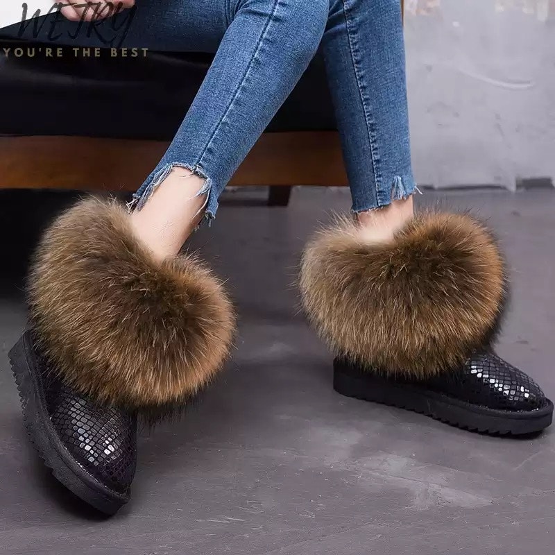 Leah fur boots- black sparkle